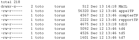 exemple d'un appel &agrave; la commande ls